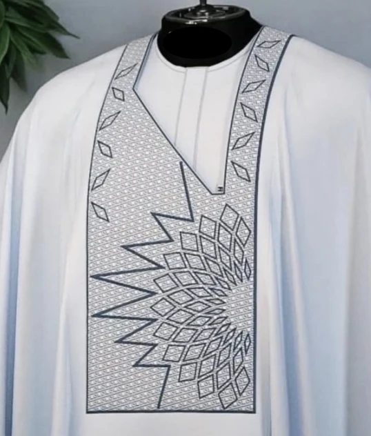 White Agbada with Sunburst SNOD Agbada