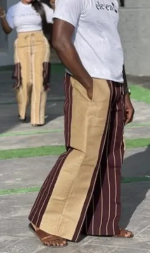 African Combat Pant_0001 Maroon Striped Wide-Leg Combat Pants
