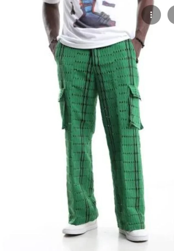African combat wear 5 Green Pinstripe Cargo Combat Pants