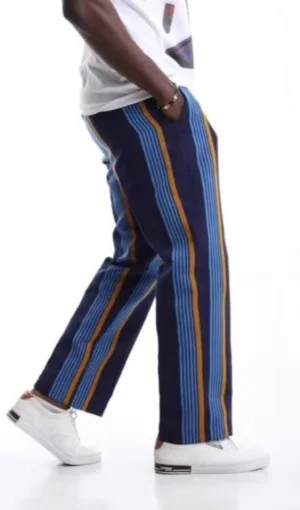 African combat wear 6 Navy Striped Combat Pants with Gold Pinstripe