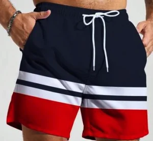 SNOD boxer_1 Navy Colour-Block Swim Shorts with Red Hem