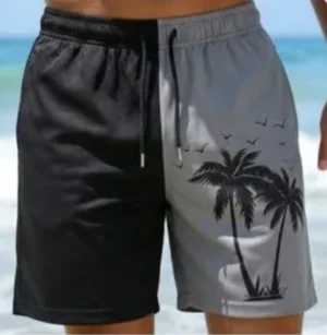 SNOD boxer_2 Black & Grey Palm-Print Swim Shorts