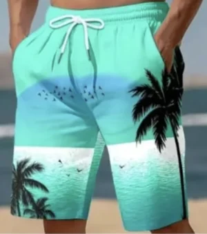SNOD boxer_3 Teal Ombré Palm-Print Swim Shorts